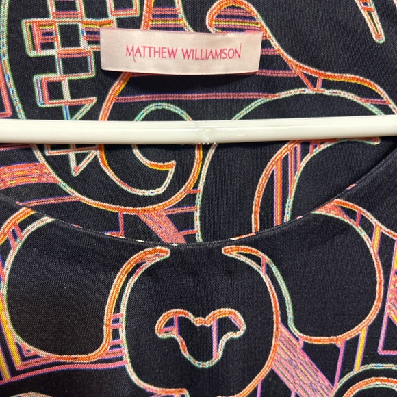 Matthew Williamson 100% Silk Multicolor Print Dress w/ Beaded Cuffs – Size 10 - Picture 3 of 5